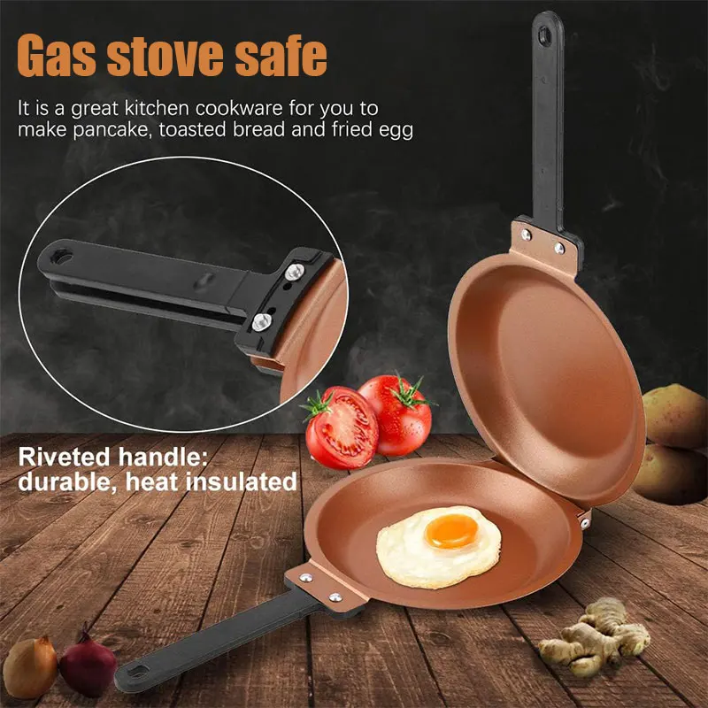 Double Side Pancake Pan Non-stick Ceramic Coating Flip Frying Pan Fried Egg Pancake Maker Grill Pan Household Kitchen Cookware