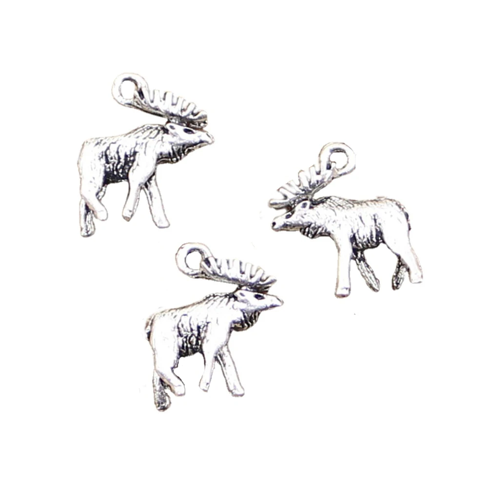 12 sztuk Charms łoś jeleni 18x16mm Antique Making wisiorek fit,Vintage tybetański srebrny kolor, ręcznie robiona biżuteria DIY