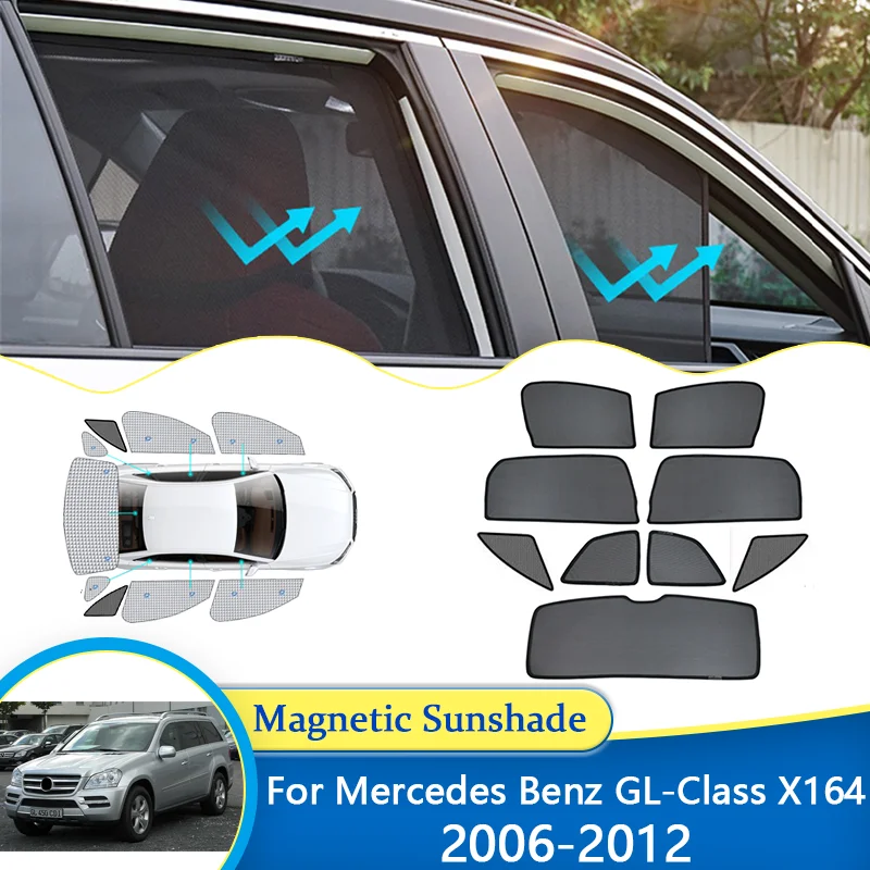 For Mercedes Benz GL-Class X164 2006~2012 2009 Magnetic Sunshade blocking Curtains Privacy Shading Sunshade Car Auto Accessories