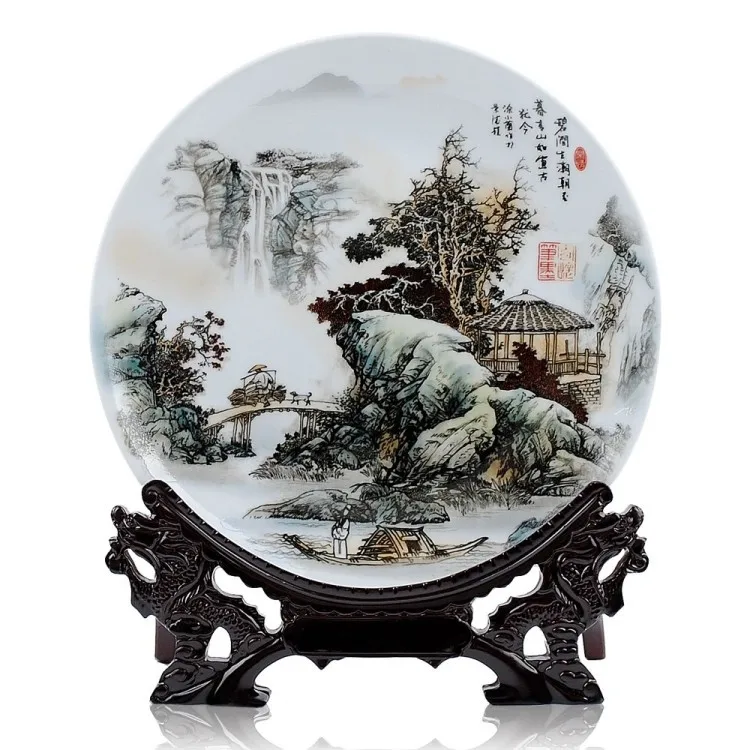 TOP GOOD business present - vintage handicraft landscape porcelain Decor art plate limited edition Decoration