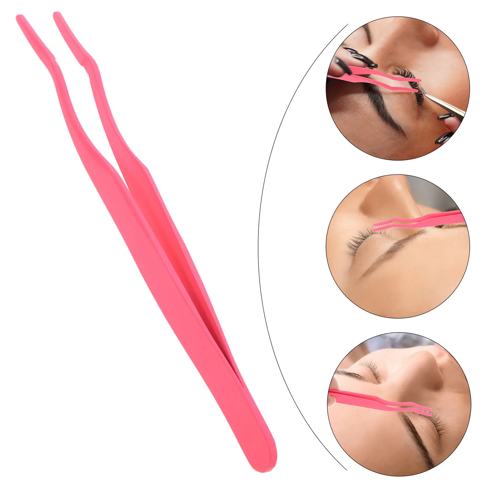 Stainless Steel Eyelash Extension Tweezers Angled Precision Tip for Lash Isolation and Application