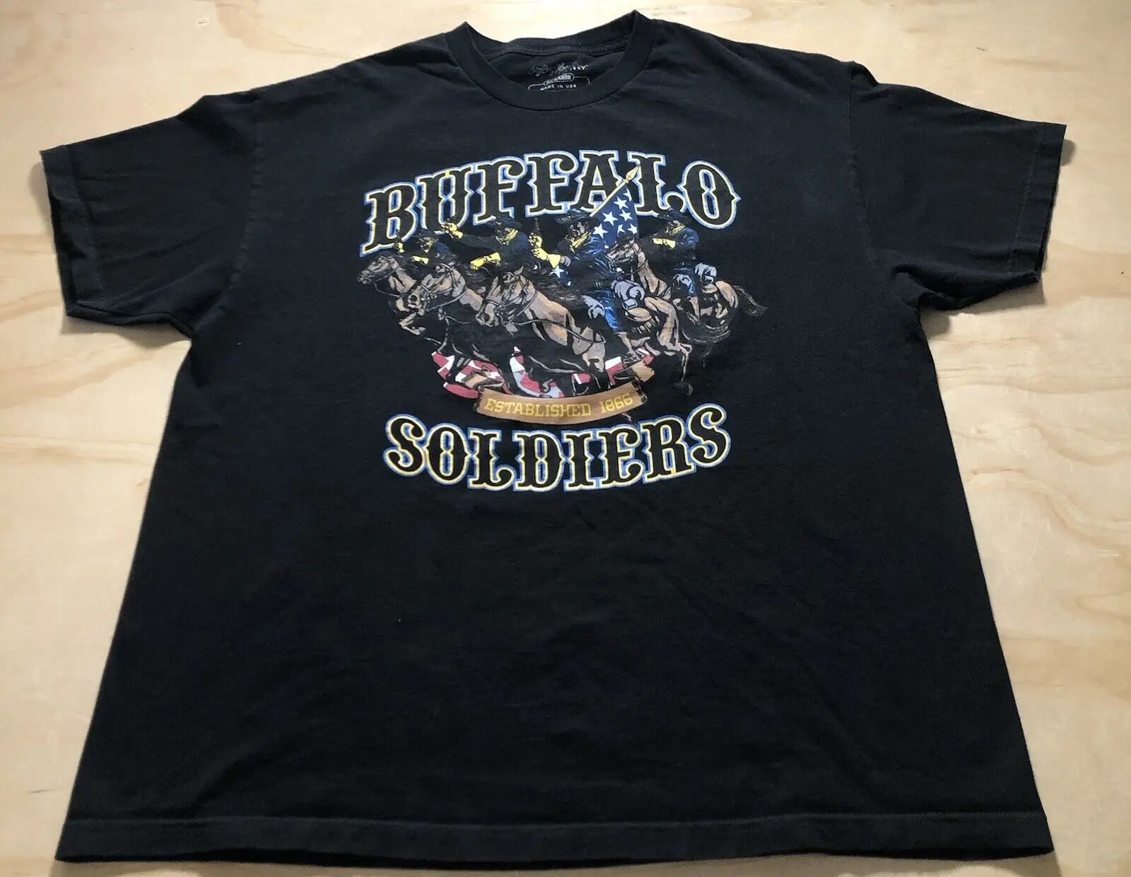 A2344 Buffalo Soldiers American Legends Double Sided Graphic Tee T-Shirt 2XL