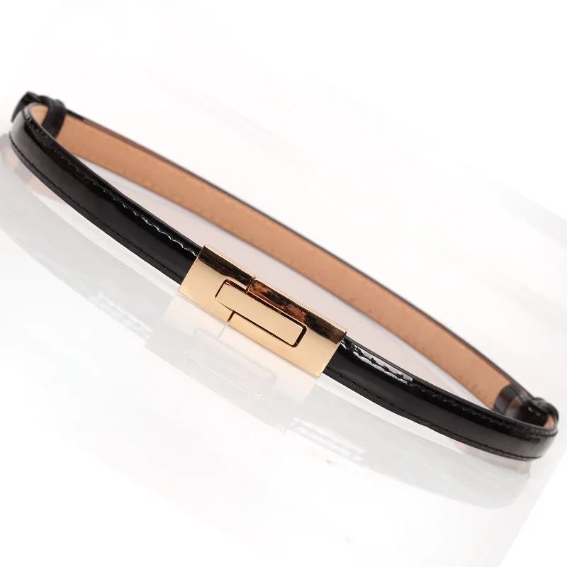 Women Korean Fashionable PU Leather Thin Waist Strap Metal Accessories Basic Belt Women Casual Porous Adjustable Fashion Belts