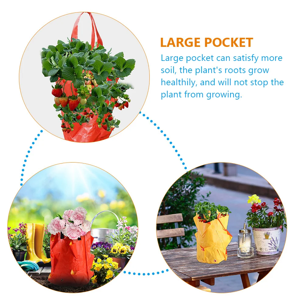 

2pcs Planting Bag Triangle Vertical Hanging Planter For Garden Succulents Growing Pouch Multi Pocket