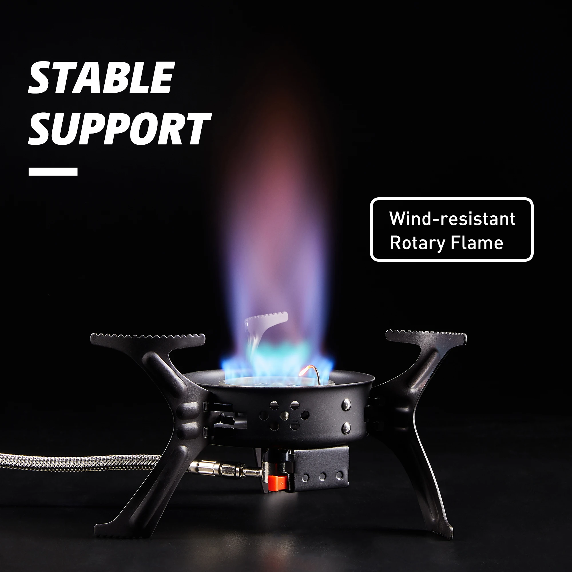 Kingpool แบบพกพากลางแจ้งทําอาหารเตาแก๊ส MINI SINGLE Burner สแตนเลส Picnic Tourist โพรเพนบิวเทนเตาแก๊สแคมป์ปิ้ง