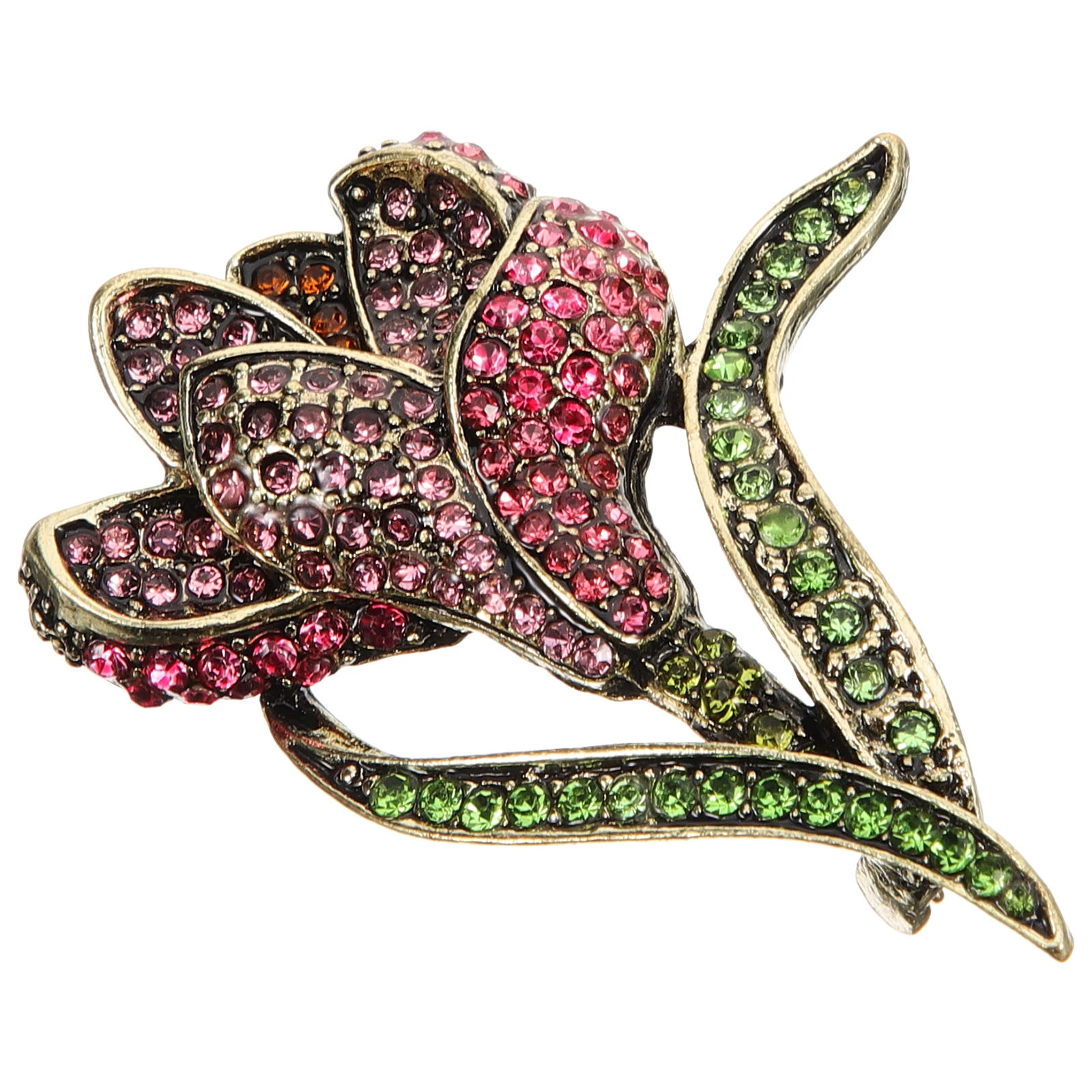 

1pcs Rose Flower Brooch Pin Women Elegant Rhinestone Clothes Hat Shawl Suit Coat Decoration Lapel Accessory Fashion Jewelry Gift