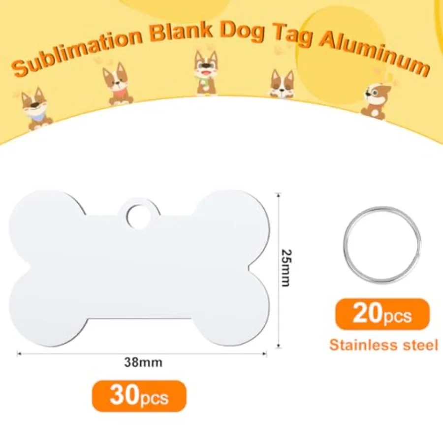 30 قطعة علامة الكلب الألومنيوم التسامي مع 20 قطعة حلقة مزدوجة الوجهين نقل العلامات DIY بها بنفسك الكلاب الحيوانات الأليفة معرف لي العلامة #2