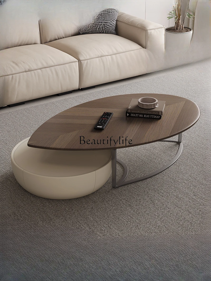 Italian Minimalist Small Apartment Living Room Retro Coffee Table Minimalist Modern Leaf-Shaped Combination Tea Table