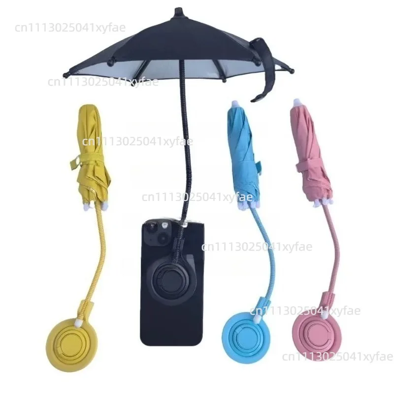 New Magnetic Retractable Phone Umbrella Holder Mini Parasol Sunscreen Car Holder