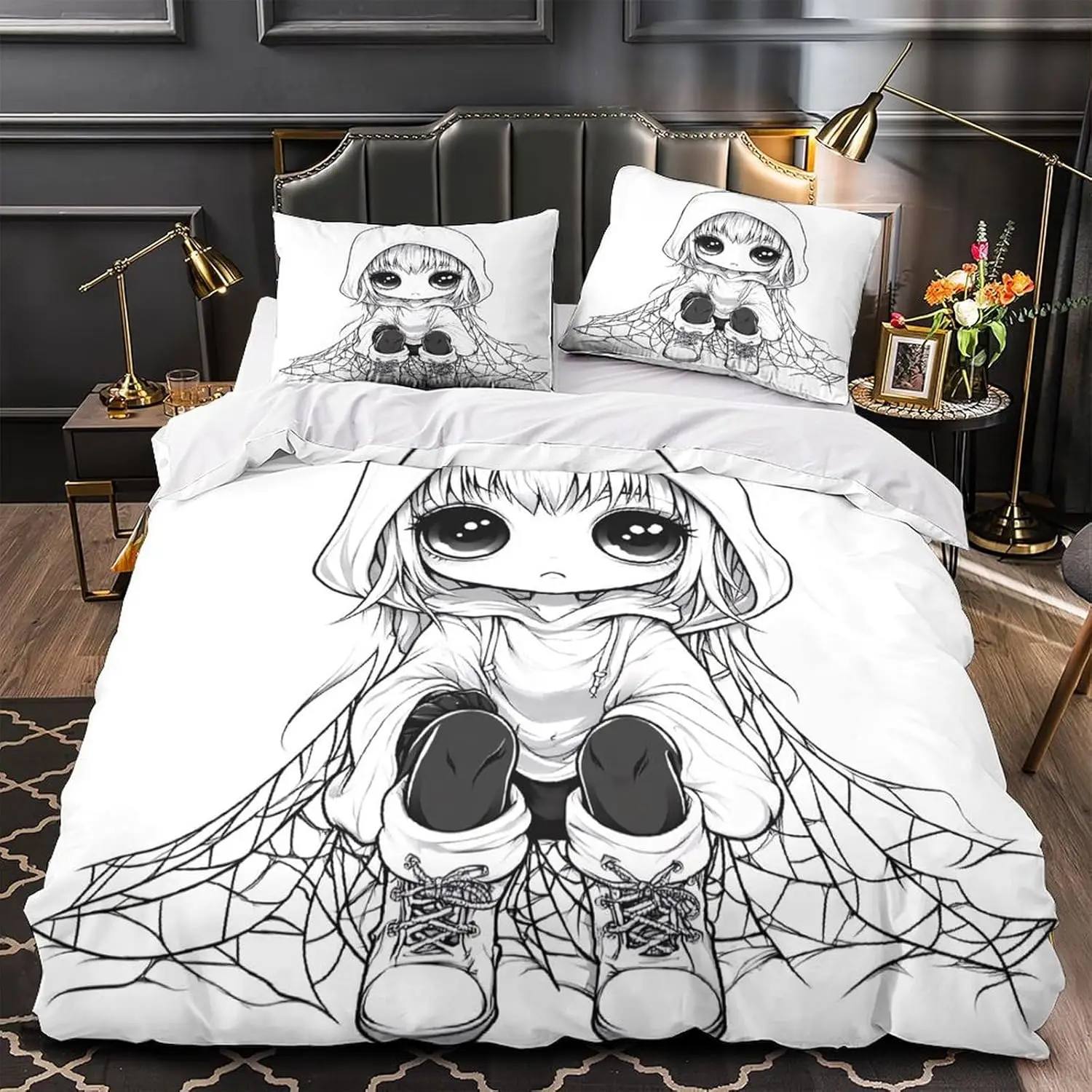 Anime Art Duvet Cover Set 140x200cm With 1 Pillowcase 3D Print Graphic Teen Bedroom Decor Student Bedding Set