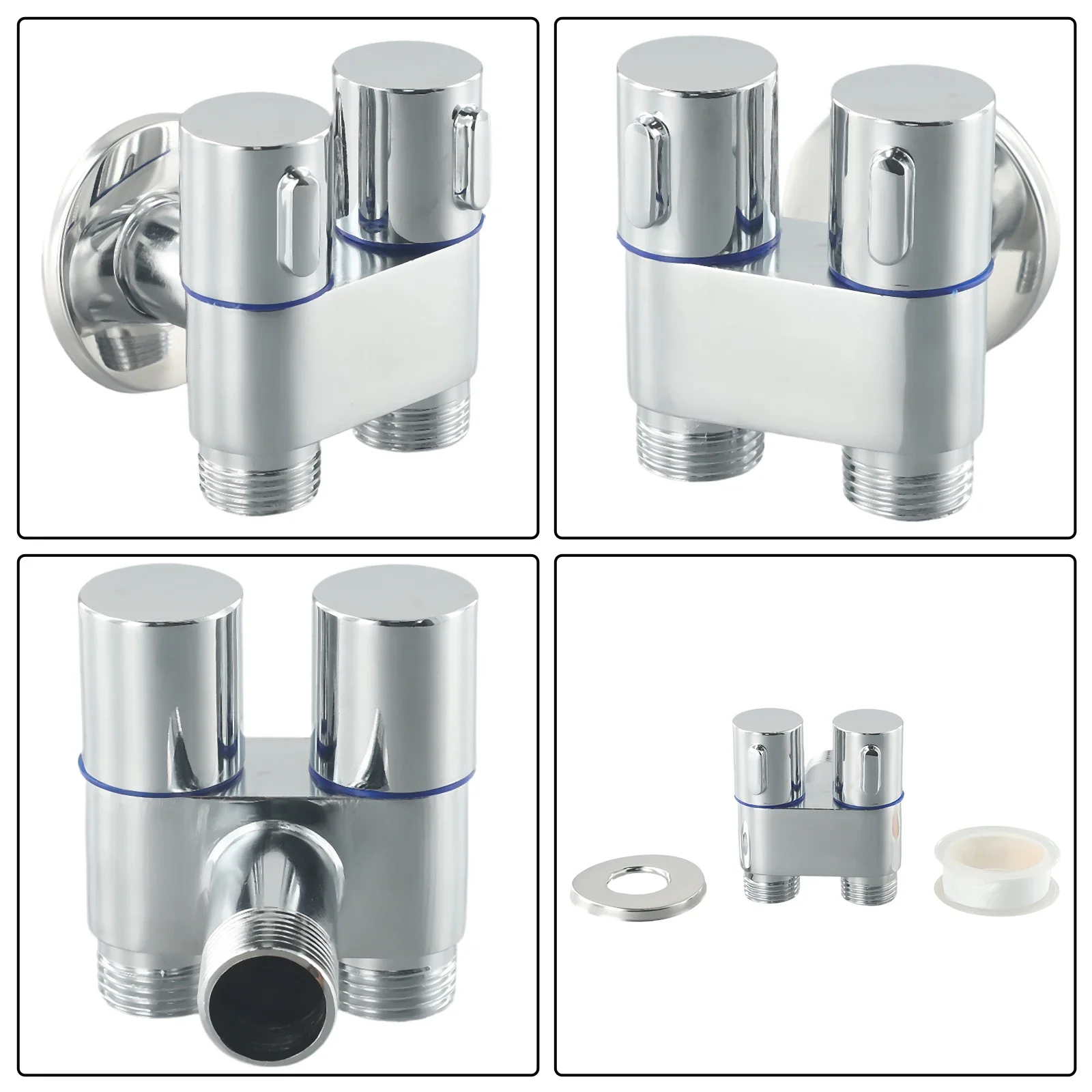 G1/2 Zinc Alloy Three-way Filling Angle Valve Wall Mount 1 Into 2 Out Water Cleaning Sprayer Bathroom Accessories