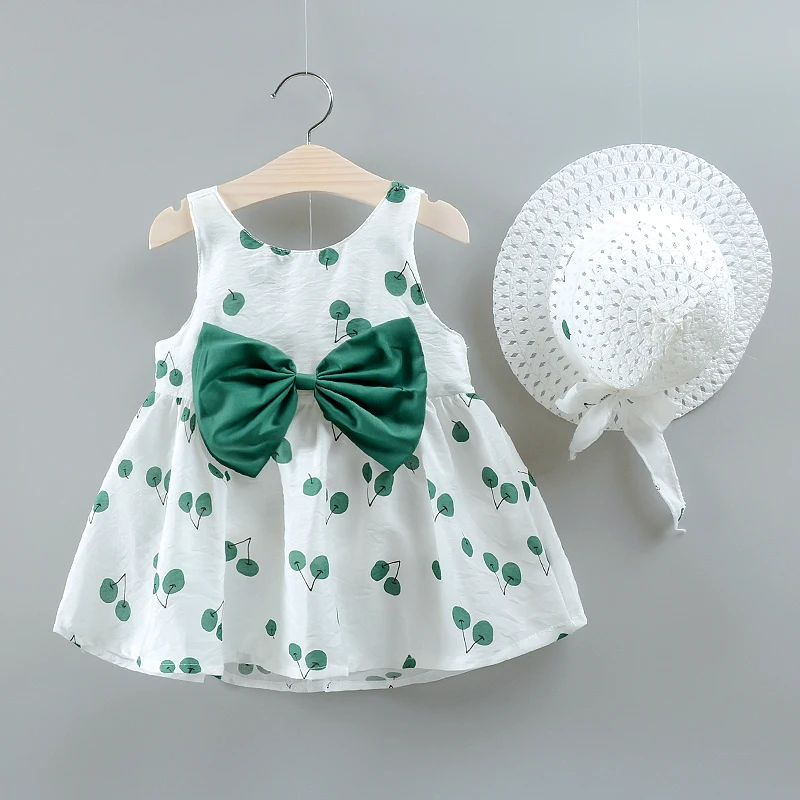 Baby Girl Summer Cherry Dress 1-3 Years Old Baby Camisole Dress Girl Dress Trendy Gift Hat