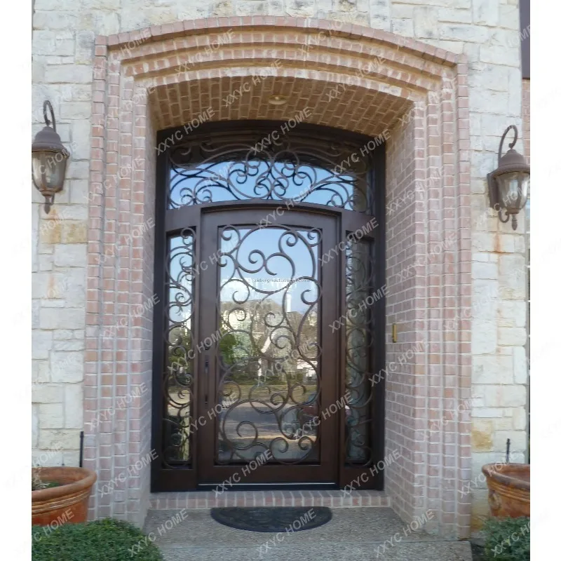 XX Customization Single Main Door Exterior Iron Gate Price Iron Single Door Design Wrought Iron Door