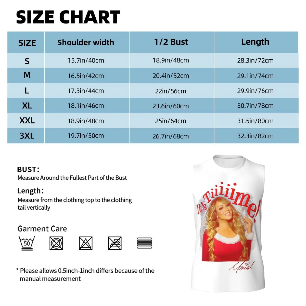 Mariah Carey Official It's Time 30th Anniversary Men Printed Sleeveless T-shirt Hip Hop Street Style Beach Holiday Tank Tops