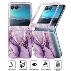 Marble Pattern Transparent Phone Case For Motorola Razr 60 40 50 Ultra Razr60 Razr40 Razr50 Shockproof Clear Folding Hard Cover
