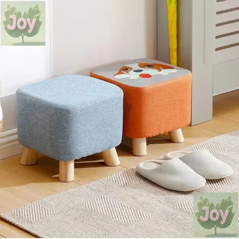 

Household Fabric Small Stool MushroomSolid Wood Small Stool Living Room Bedroom Door Shoe Change Stool Adult Children's Bench