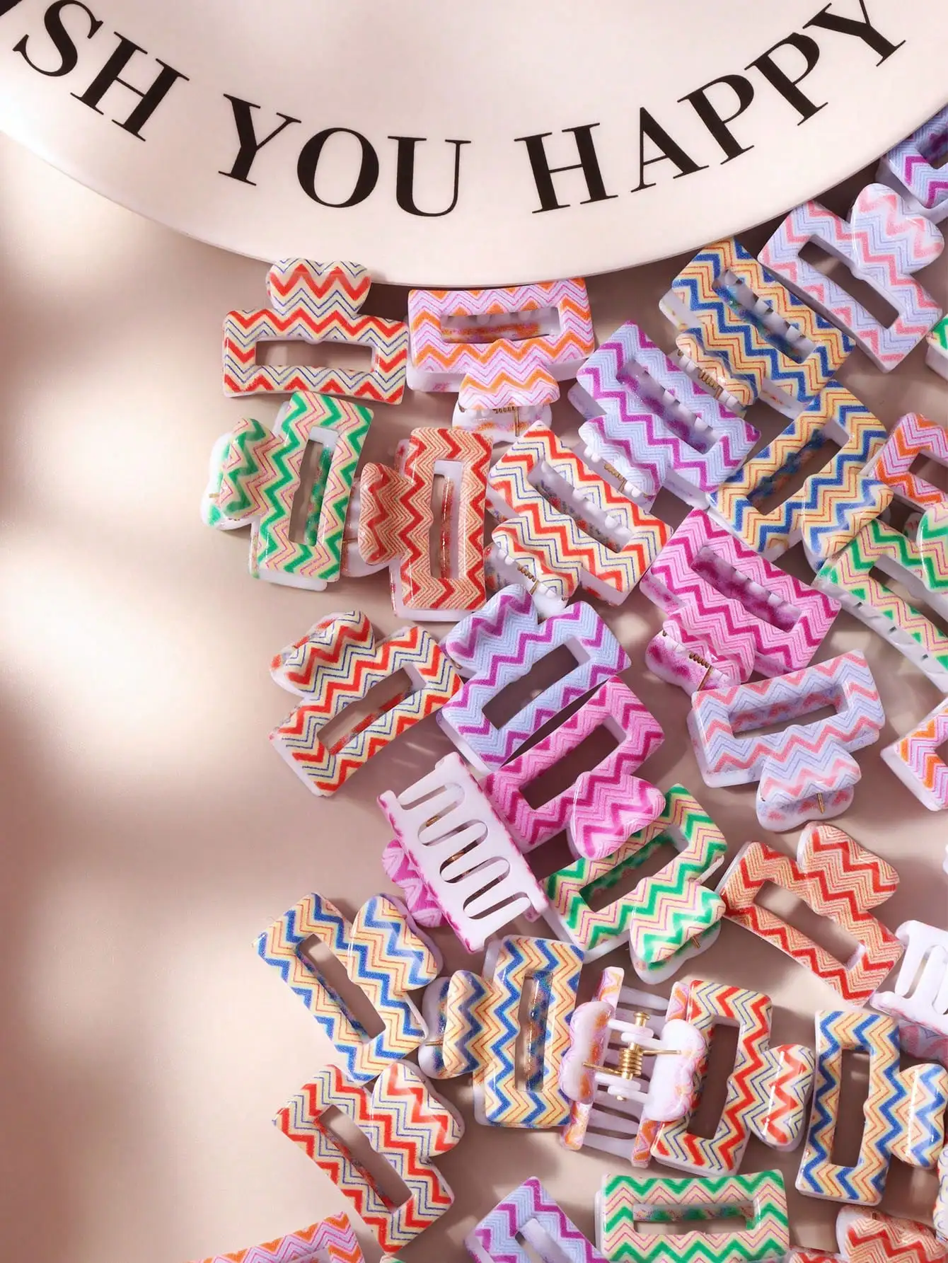 

10/20/30pcs Colorful Zigzag Print Square Small Hair Clips, Cute Non-Slip Mini Hair Claws For Women, Versatile For Bangs, Casual Daily Wear Hair Accessories