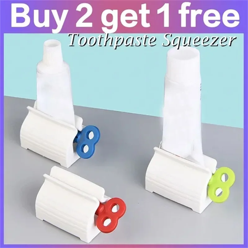 

(Buy 2 Get 1 Free)New Rolling Tube Toothpaste Squeezer Toothpaste Holder Rotating Toothpaste Dispenser Bathroom Accessories