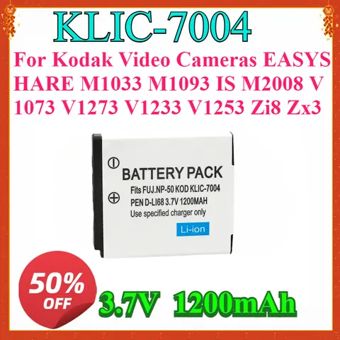 K7004 KLIC-7004 batterie numérique pour caméras vidéo Kodak EASYSHARE M1033 M1093 IS M2008 V1073 V1273 V1233 V1253 Zi8 Zx3