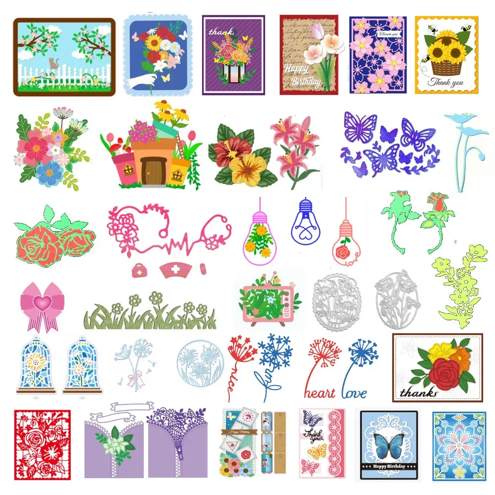 Garden Fences Die Cuts Tree Plants Embossing Template Mould Flower Metal Dies Set for Journal Scrapbooking Card Making DIY Craft