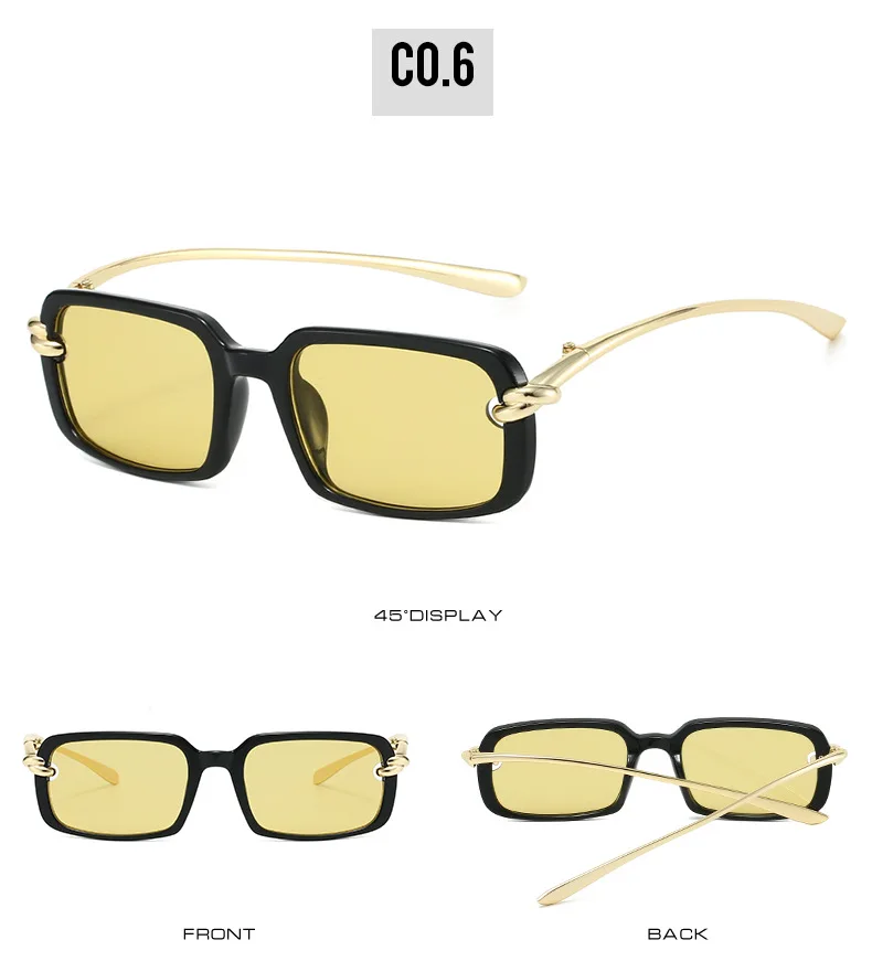 2026 Neue trendige quadratische Retro-Brille | Goldknoten-Detail und Metallbügel | Y2K Edgy-Girly-Stil – Detail 12
