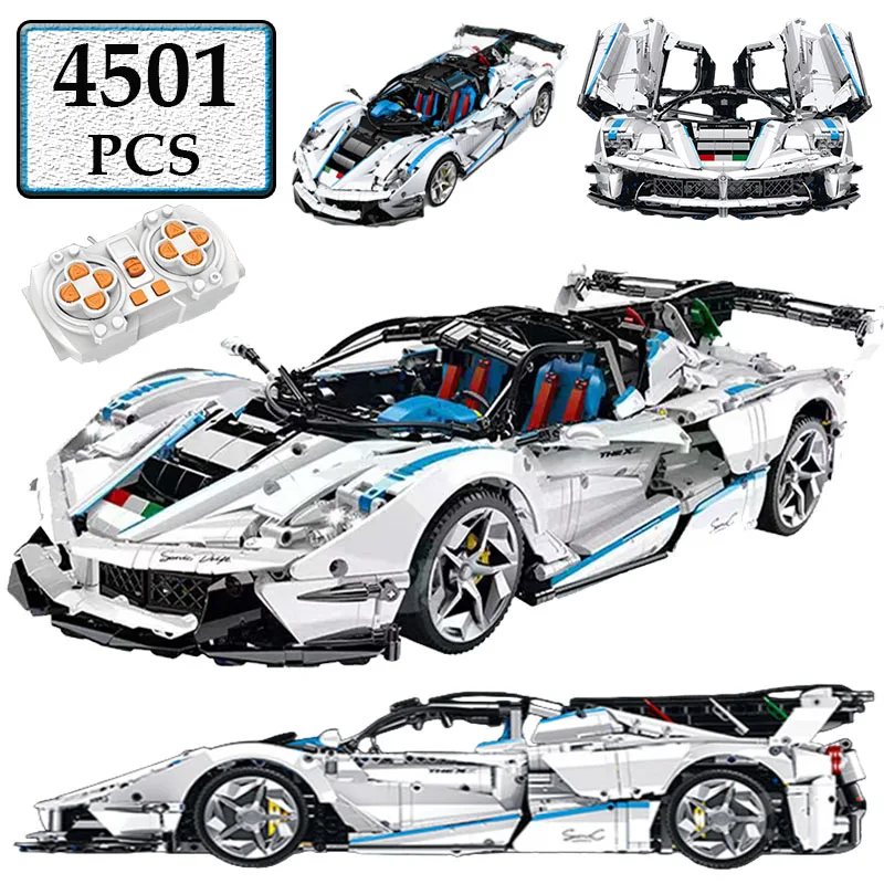 

4501PCS RC 1:8 Technical City Racing Car Hypercar Model Building Blocks MOC Sportscar Vehicle Bricks Toys Children Kids Gifts