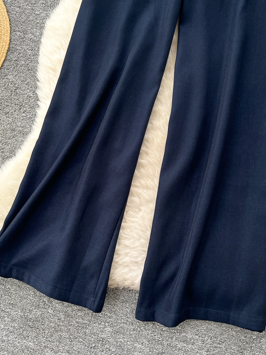 ハイウエストワイドレッグパンツ レディース ルーズ パッチワーク チェック柄 カジュアルスーツパンツ レトロ スタイル ハイウエスト ポリエステル繊維 レディースパンツ...