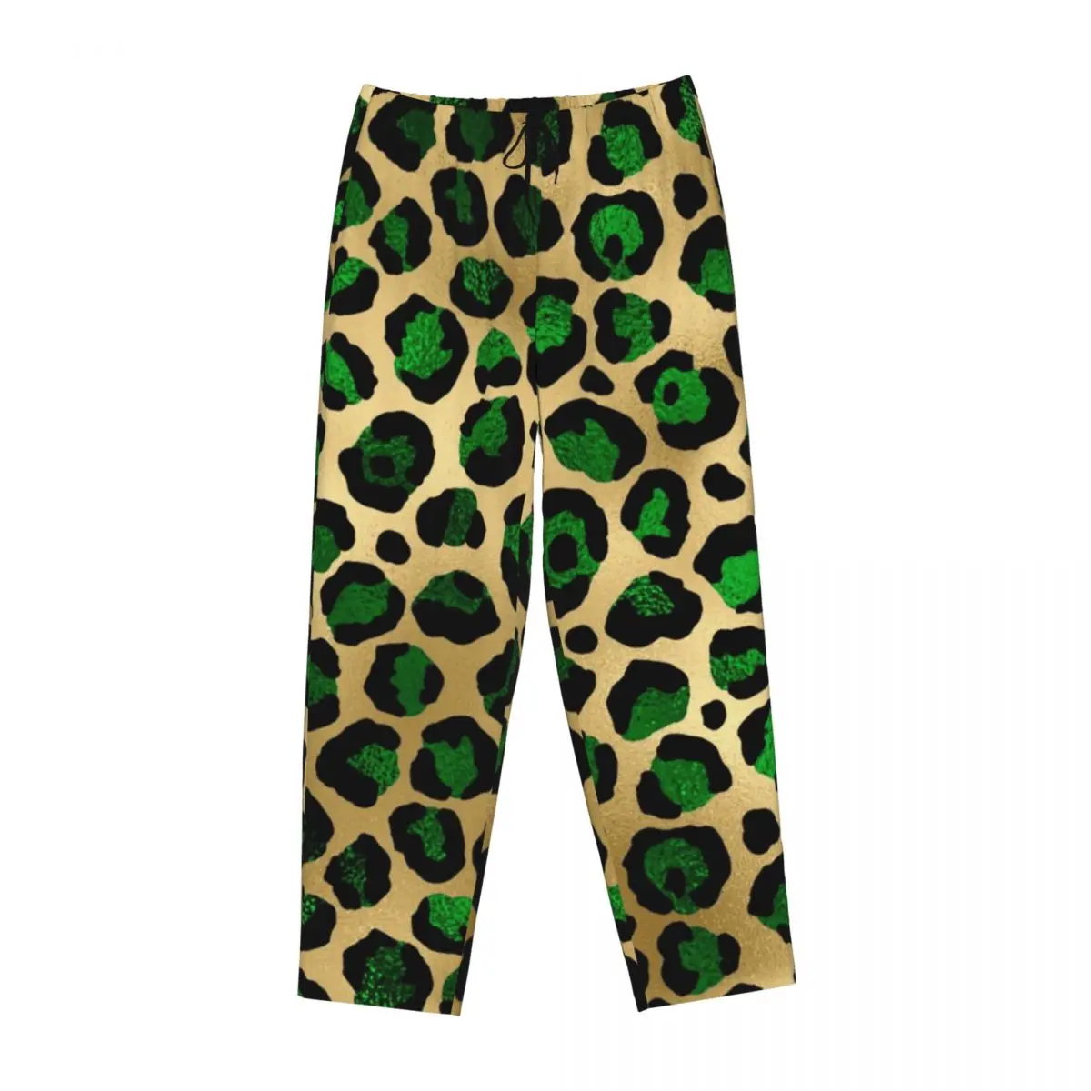 

Изготовленные на заказ изумрудно-зеленые женские пижамные штаны с леопардовым принтом, одежда для сна для сна, низ с карманами