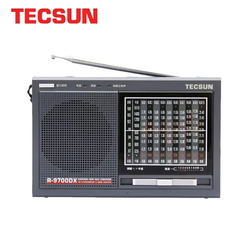 Portable FM Radio Stereo MW SW Receiver Built-in Speaker Dual Conversation External Antenna Jack Earphone Jack TECSUN R-9700DX