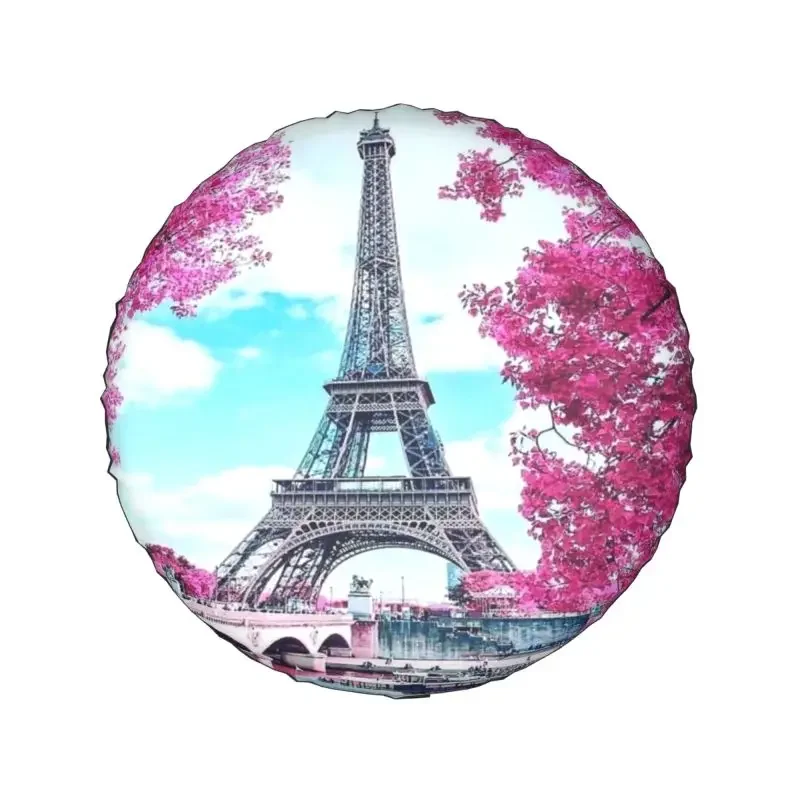 Eiffel Tower Floral Tire Cover 4WD 4x4 RV Spare Wheel Protector for Toyota Land Cruiser Prado 14