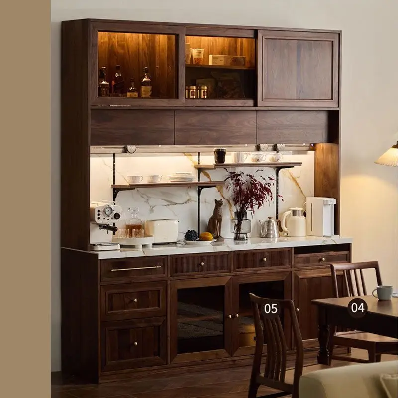 Walnut retro rock slab side cabinet, log cherry storage cabinet