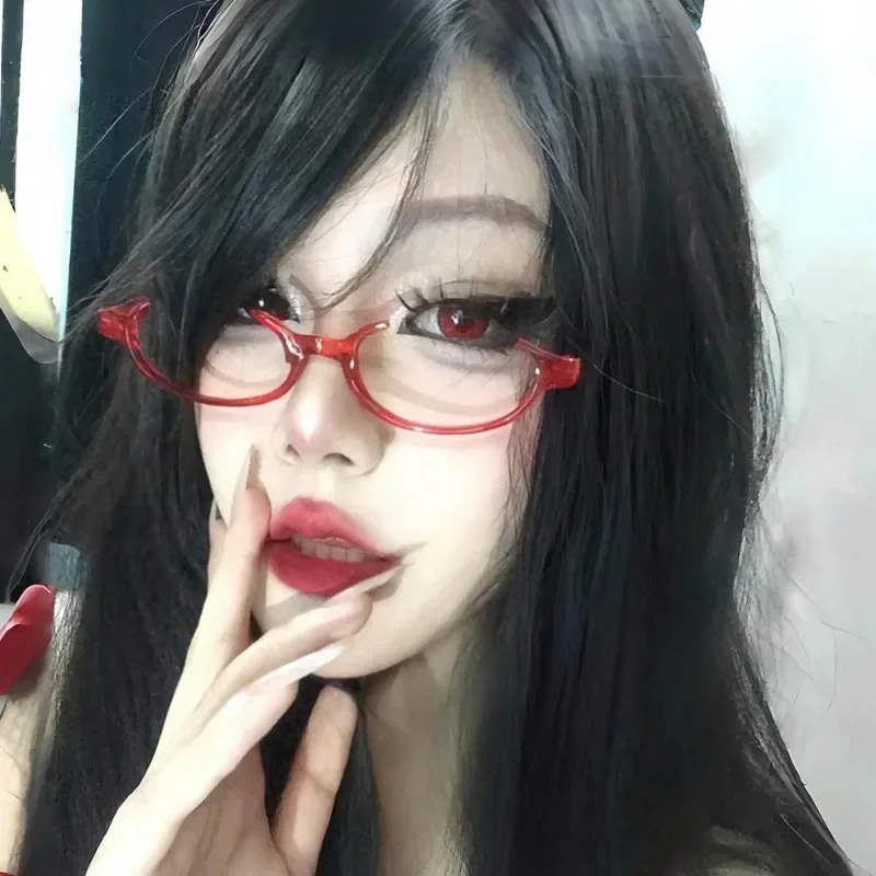 أنيمي شخصية كاميشيرو ريز تأثيري نظارات حمراء Akemi Homura دور اللعب نصف إطار النظارات دون عدسة اكسسوارات النظارات