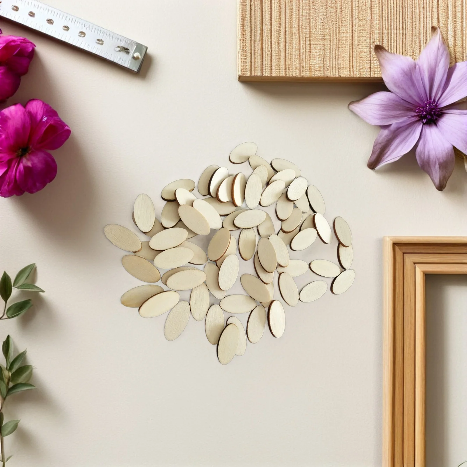 

200Pcs Wooden Oval Chip DIY Craft Pieces Decoration Wood Cutouts Ornaments for Holiday Christmas Wedding Birthday Party