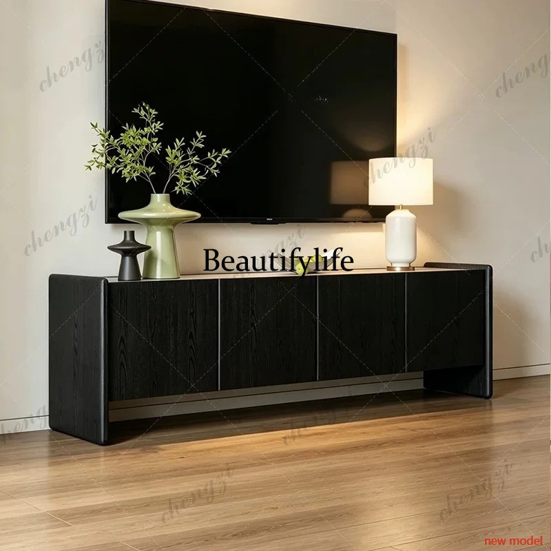 Italian minimalist TV cabinet, living room home marble storage locker, light luxury, floor-to-ceiling audio-visual cabinetN138