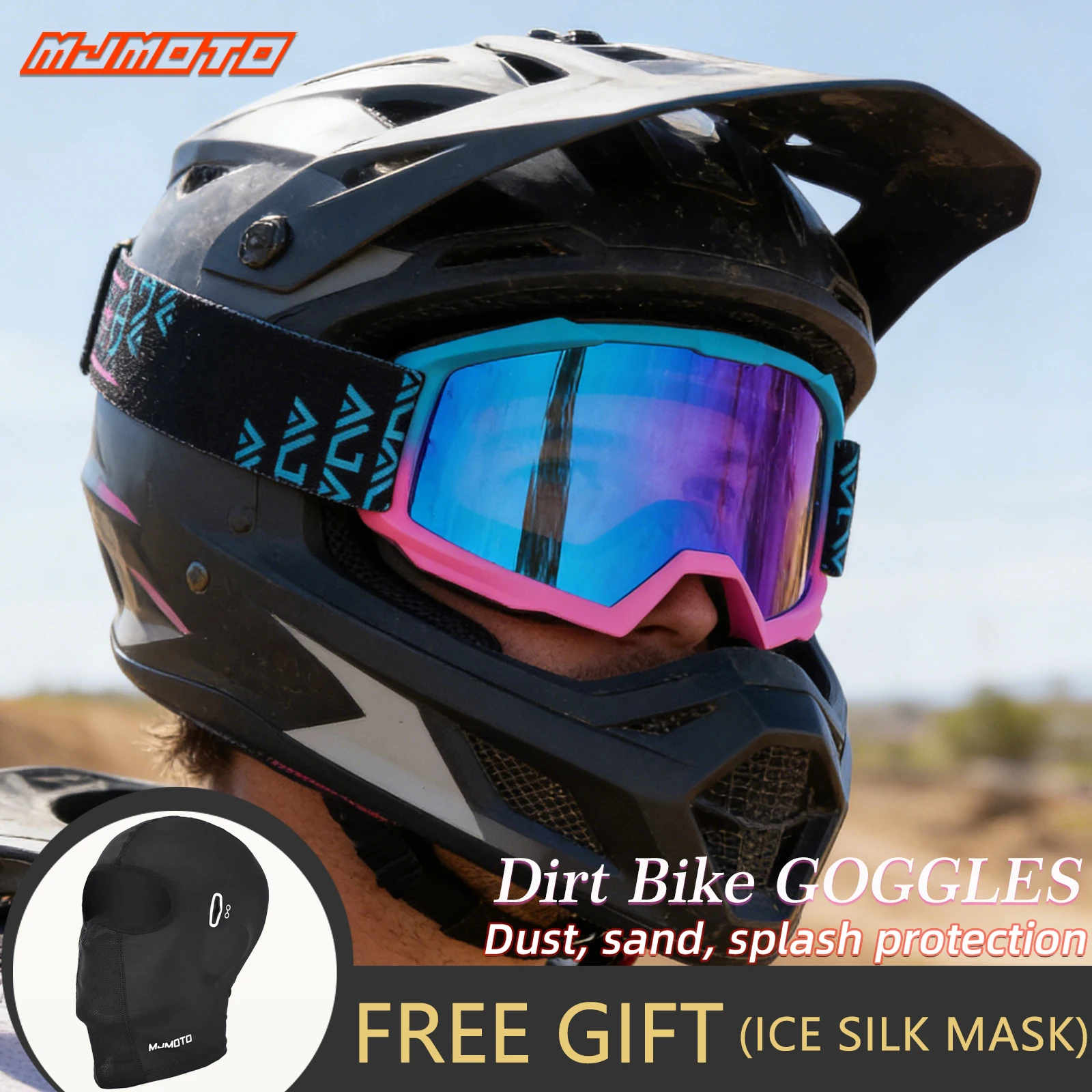 

Motocross Helmet Goggles Windproof UV400 REVO Lens HD Vision for Motorcycle Riding Dirt Bike MX DH Protective Eyewear for Myopia