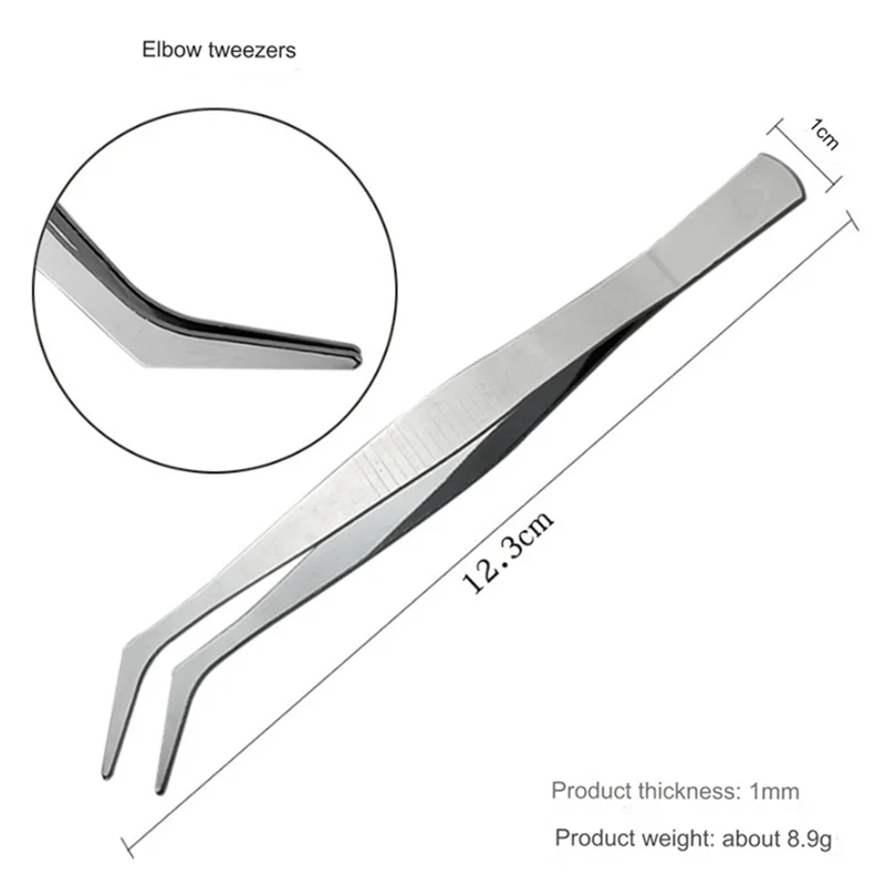Conjunto de pinças combinadas de aço inoxidável, ponta de cotovelo, alicate para economia de trabalho, clipes de carimbo de boca plana cruzada reversa