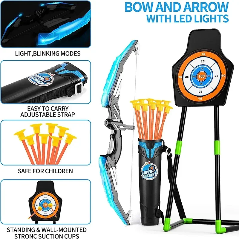 Łuk i Strzały dla Dzieci Łucznictwo Treningowy Łuk Klasyczny Gry Sportowe na Zewnątrz Polowanie Strzelanie Zabawka Chłopcy Prezent Zestaw Łukowy