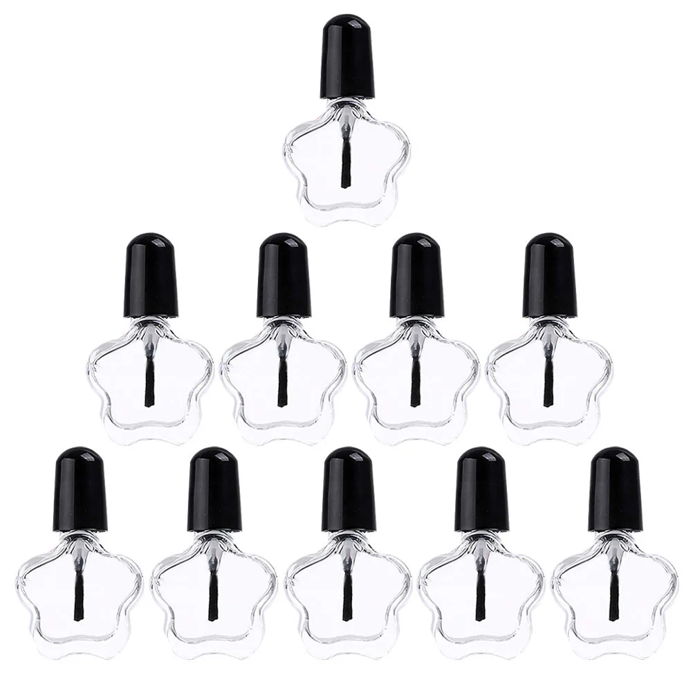 10 Pcs Empty Glass Bottle Black Nail Polish Bottles for Containers Storage Travel Glue