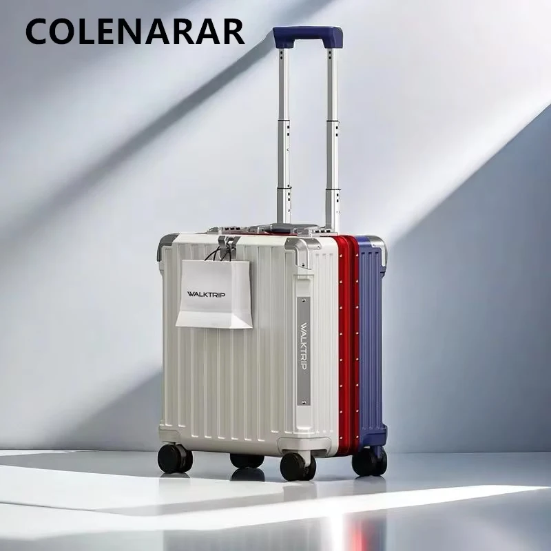 COLENARA 18 Inch Suitcase Small Boarding Box ABS + PC Trolley Case Aluminum Frame Password Box Women's Carry-on Travel Luggage
