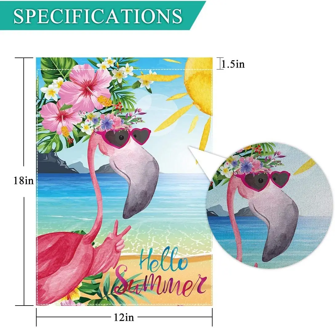 Allenjoy Tropical Flamingo Garden Flag for Spring Outside Pool Lake Vertical Hello Summer Hawaiian Sea Beach Luau Yard Porch Sig