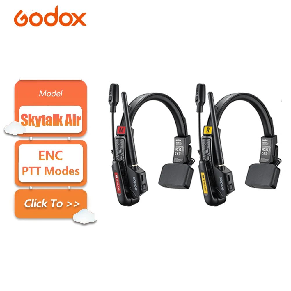 Godox SKYTALK AIR 3S 4S 5S Full-Duplex Wireless Intercom System with ENC Dual Antenna 500m Transmittion Range for Group Meeting