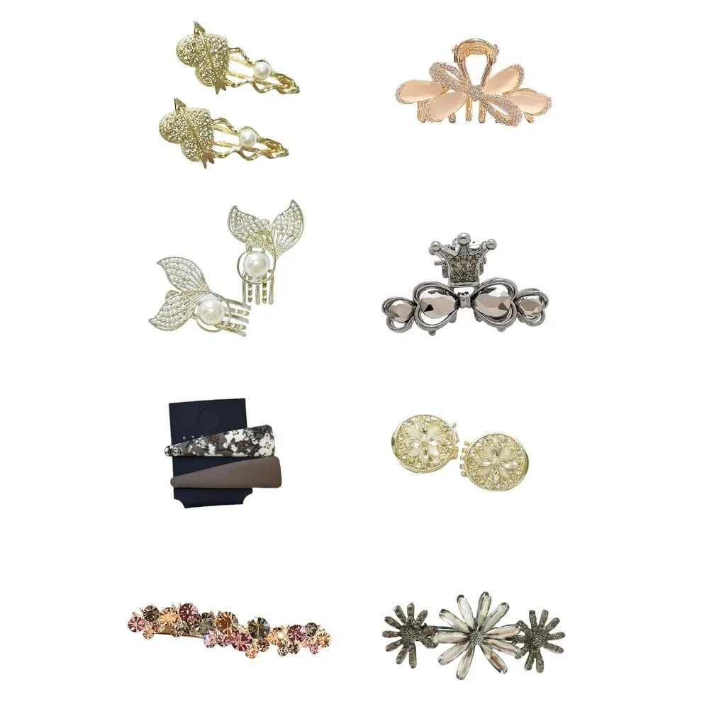 

Haireve Cabin 8-piece Elegant Hairpin Set - Crystal/Pearl/Diamond/MetalHairpins, suitable for girls/teenagers, side hairpins,