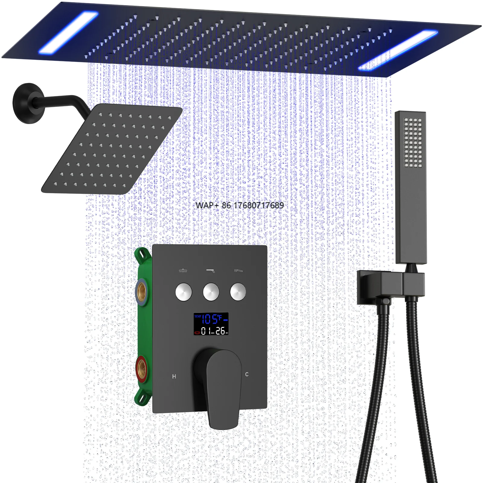 

Rainfall Shower Head Wall Mounted Shower System Bathroom