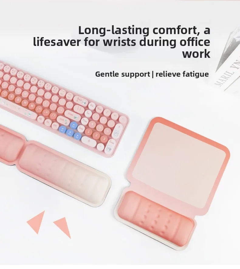 Weiches Handgelenkauflage-Mauspad-Set in Macaron-Farben, Tastaturunterlage, ergonomische Schreibtischunterlage für Büro und Gaming, 6 Farben – Detail 4