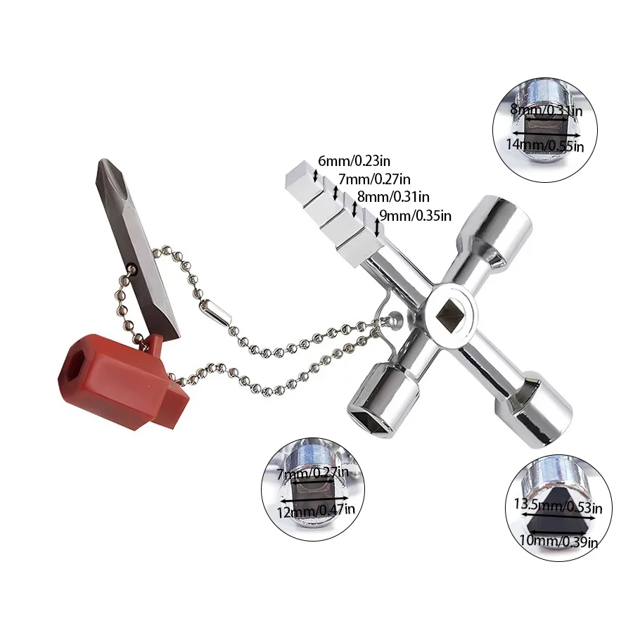 مفتاح ربط متعدد الوظائف أربعة في واحد، يستخدم لأدوات مفك البراغي بصمام المصعد