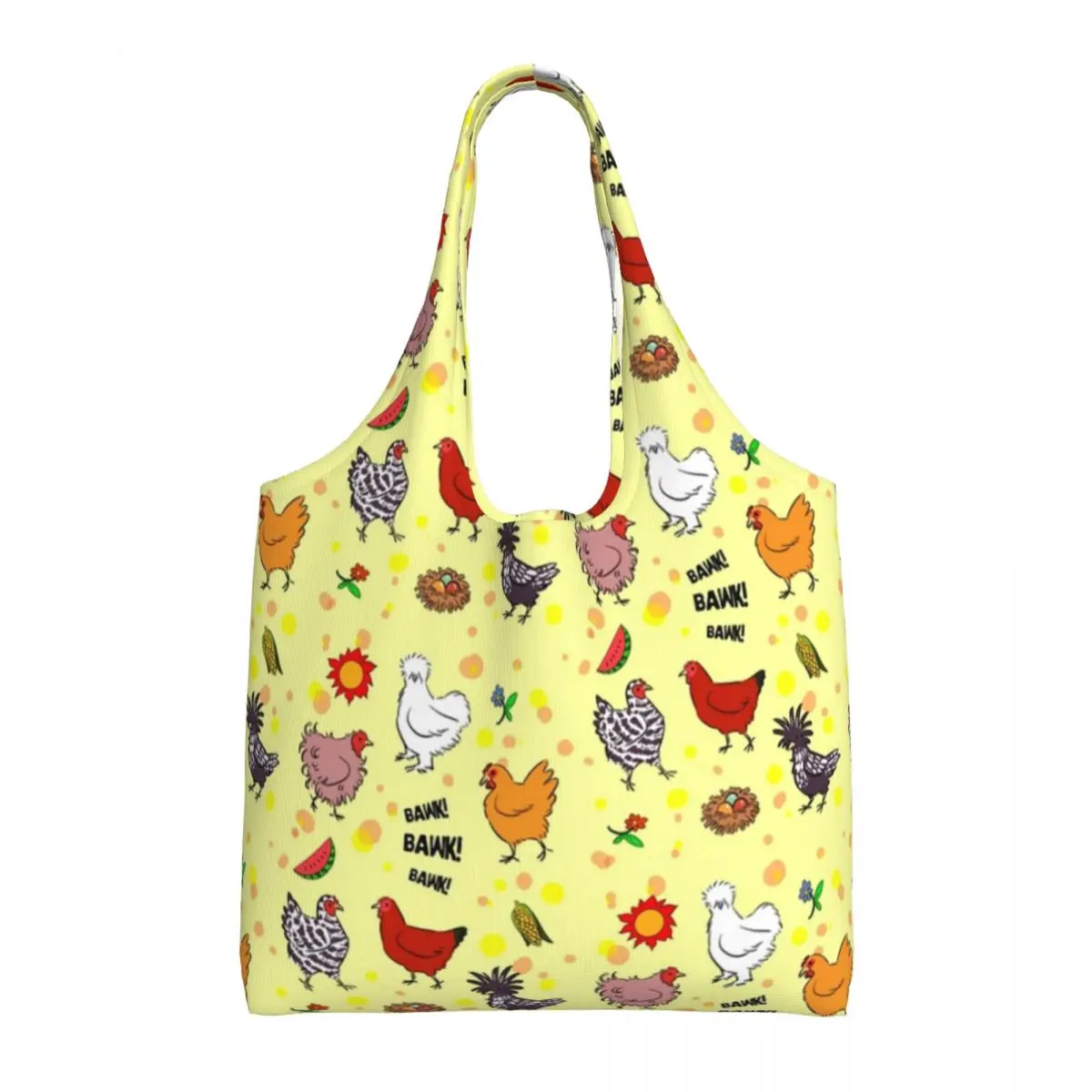 Chicken Shopping Bag Farm Animals Woman Fashion Handbags Aesthetic Polyester Streetwear Bags