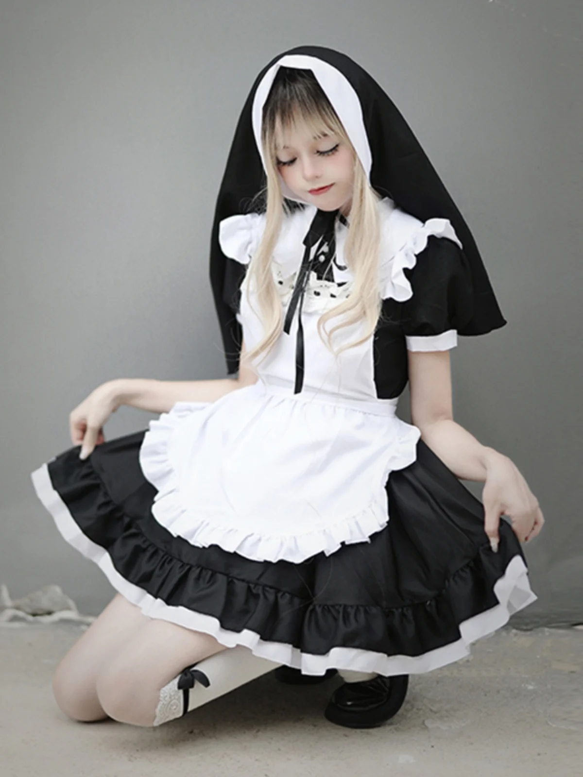 k Tema Grembiule Cameriera Cosplay loween Nun Role-plang Costume Puro Desiderio Cameriera Dr Materiale Poliestere Costume di Scena