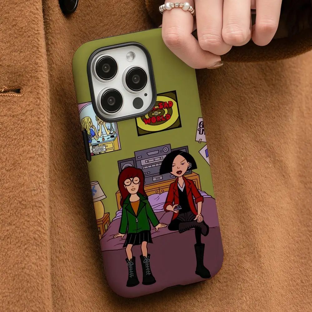 

Cartoon D-Daria Phone Case For iPhone 17 16 15 14 13 12 Pro Max Plus Glossy HD Double-Layer Liquid Back Film Hard Shell