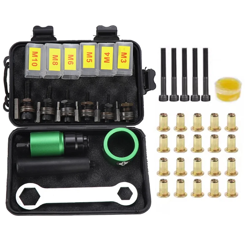 ABBP-Kit de herramientas de remache aerodinámico eléctrico, Kit de herramientas de tuerca de remache con adaptador de broca de remache, herramienta de remachado de tuerca