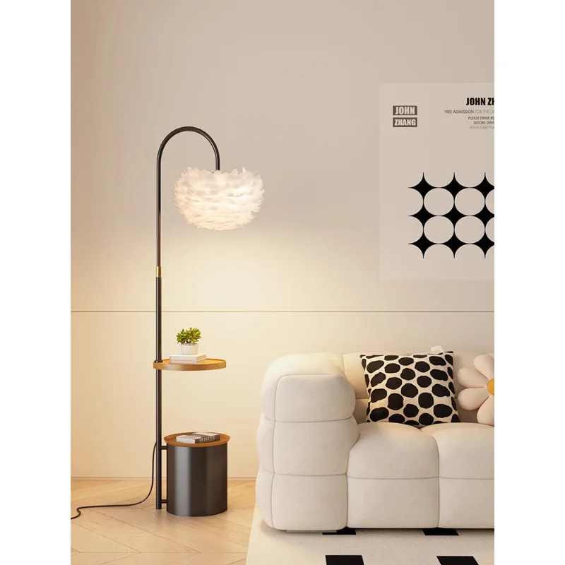 

Remote Control Dimmable Led Floor Lamps for Living Room Sofa Side Standing Light Bedroom with Storage Bucket Design Bedside Lamp